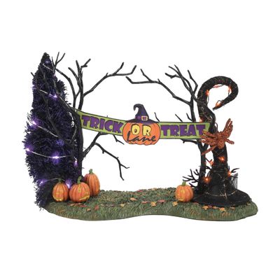 Department 56 Snow Village Accessories Halloween Trick or Treat Lane Entrance Gate Figurine, 7.5 Inch, Multicolor