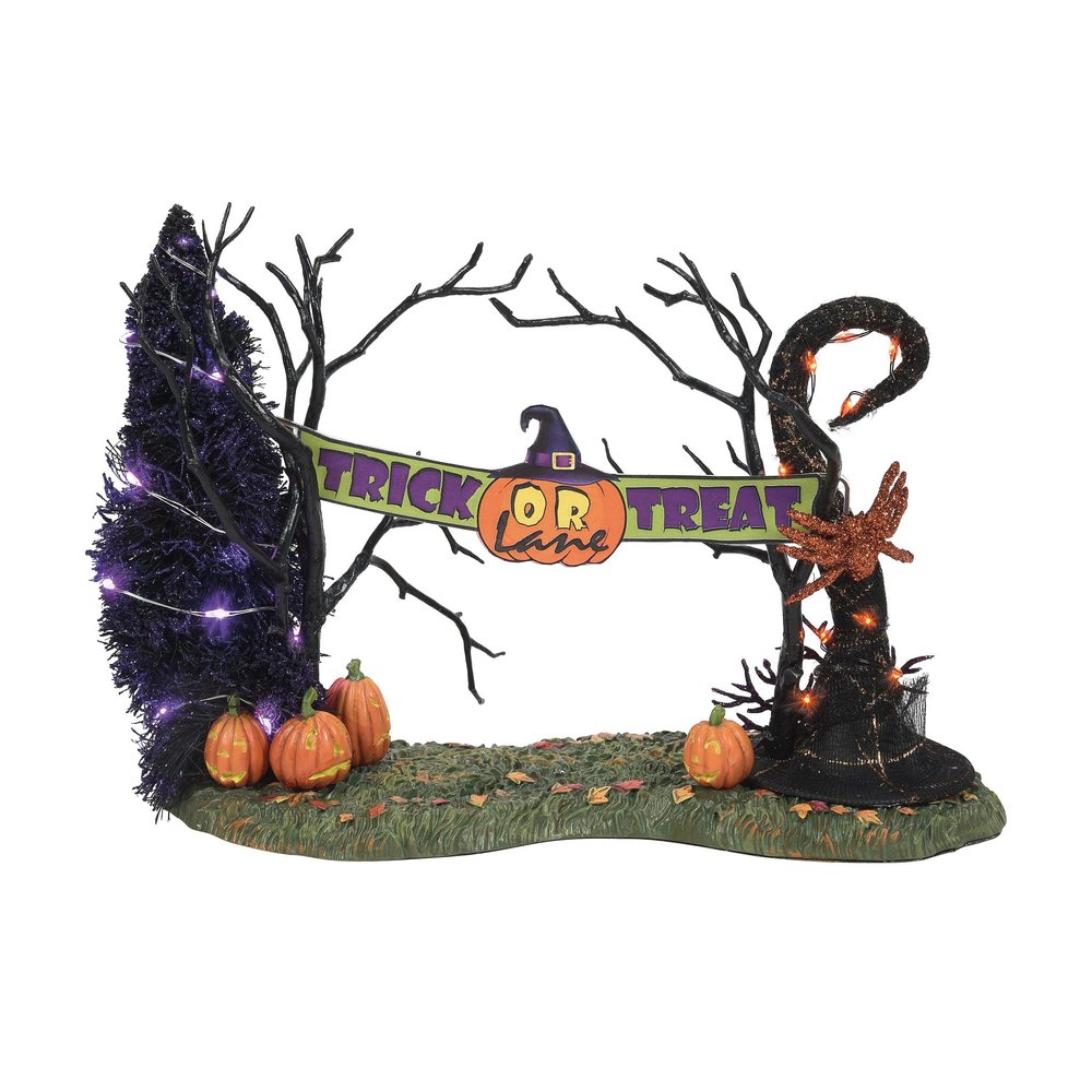 Department 56 Snow Village Accessories Halloween Trick or Treat Lane Entrance Gate Figurine, 7.5 Inch, Multicolor