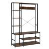 Hall Tree with Coat Rack and Storage Bench, Entryway Bench with 5 Hooks Industrial Entryway Hall Trees with Bookshelves Freestanding 70" Hall Tree Closet Organizer Clothes Rack, for Bedroom view 2