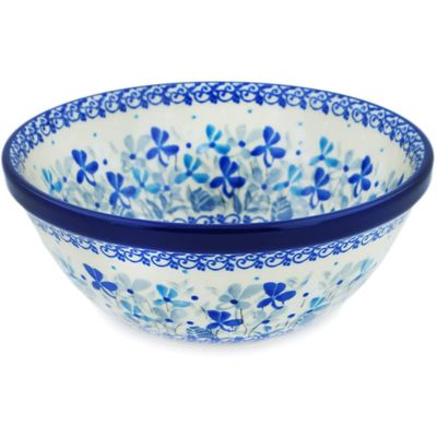 Polmedia Polish Pottery Bowl 6-inch UNIKAT - Stormy Blooms Pattern Handmade in Boleslawiec Poland by Ceramika Artystyczna + Certificate of Authenticity