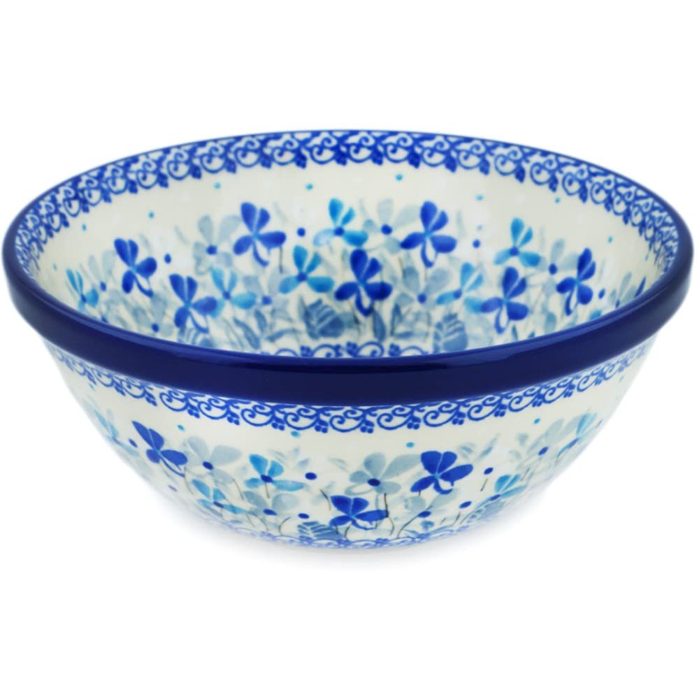 Polmedia Polish Pottery Bowl 6-inch UNIKAT - Stormy Blooms Pattern Handmade in Boleslawiec Poland by Ceramika Artystyczna + Certificate of Authenticity