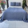 BONPERLA Muslin Blanket 100% Cotton, 4 Layers Bedspread, Soft Turkish Cotton Muslin Bed Cover, Reversible Coverlet, Indigo Blue (King Size 95x102-230x260cm) view 2