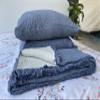 BONPERLA Muslin Blanket 100% Cotton, 4 Layers Bedspread, Soft Turkish Cotton Muslin Bed Cover, Reversible Coverlet, Indigo Blue (King Size 95x102-230x260cm) view 4