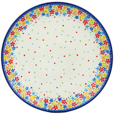 Polmedia Polish Pottery Dinner Plate UNIKAT - Flower Meadow In The Garden Pattern Handmade in Boleslawiec Poland by Ceramika Artystyczna + Certificate of Authenticity