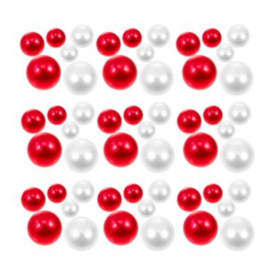 LIOOBO Christmas Vase Filler Pearl: Beads for Vases Decor, DIY Red Beads and White Beads for Centerpieces 500pcs Floating Beads 14mm, 10mm, and 8mm