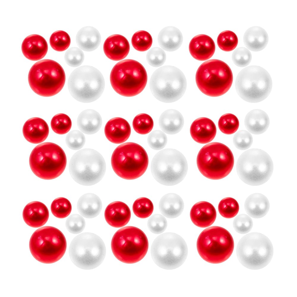 LIOOBO Christmas Vase Filler Pearl: Beads for Vases Decor, DIY Red Beads and White Beads for Centerpieces 500pcs Floating Beads 14mm, 10mm, and 8mm