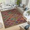 Hand Braided Jute 4' Square Kilim Rug Flatweave Mat Multicolor Design Handmade Boho Thick 0.27" Geometric Pattern Carpet Sisal Jute Indoor Outdoor Use Rugs for Kitchen, Bedside, Yoga Mat view 2