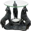 Set of 1 Moonlight Three Howling Wolves Candle Oil Warmer Or Wax Tart Burner Figurine view 1