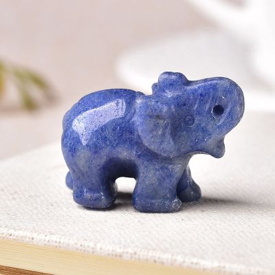1PC Natural Crystal Rose Quartz Elephant Amethyst Obsidian Animals Stone Crafts Small Decoration Home Decor Christmas Present,Blue Jade