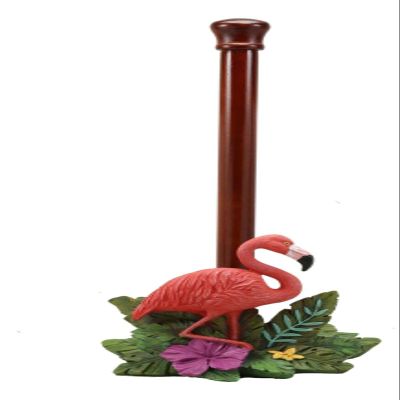 Set of 1 Tropical Paradise Pink Flamingo Bird Kitchen Dining Paper Towel Holder Figurine