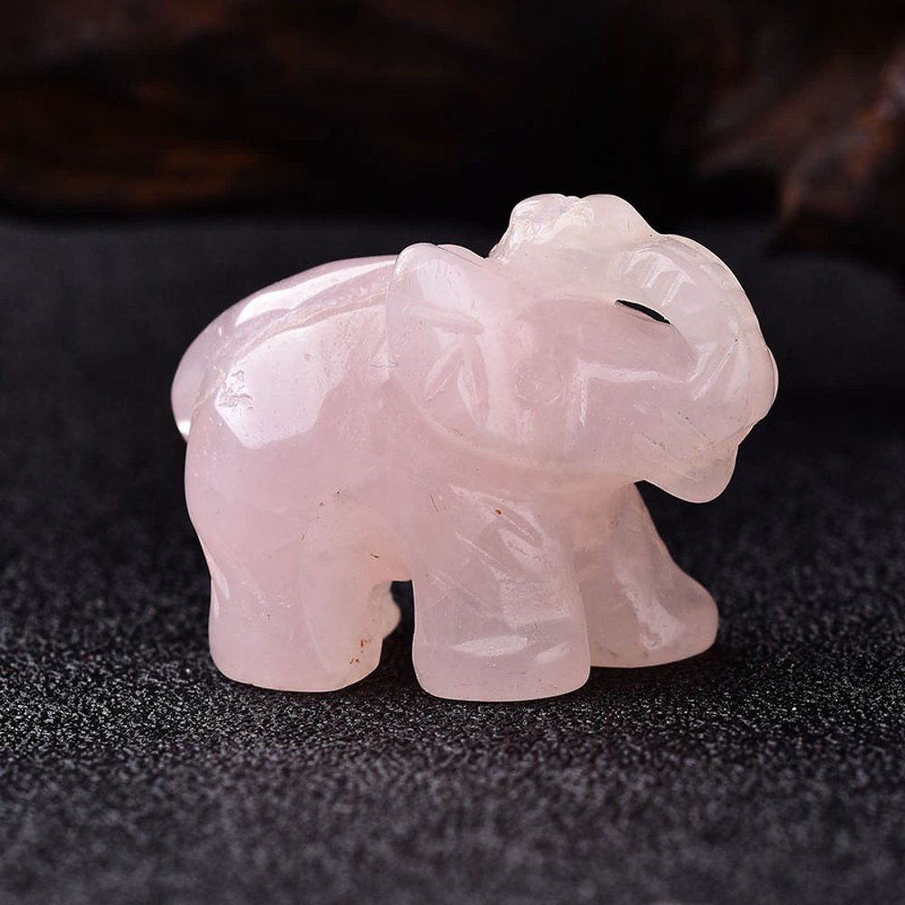 1PC Natural Crystal Rose Quartz Elephant Amethyst Obsidian Animals Stone Crafts Small Decoration Home Decor Christmas Present,Rose Quartz