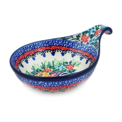 Polmedia Polish Pottery Condiment Dish UNIKAT - Hidden Cottage Pattern Handmade in Boleslawiec Poland by Ceramika Artystyczna + Certificate of Authenticity