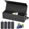 Wine Gift Boxes 12.8 x 3.8 x 3.8 in,Bottle Gifts Boxes For Liquor Presents,For Wines and Champagne,Magnetic Collapsible Gift Box Wine Bottle Gifts Packaging for Weddings,Anniversaries, Parties (Black/5PCS) view 1
