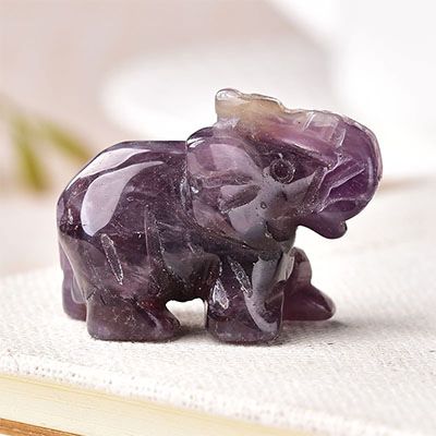 1PC Natural Crystal Rose Quartz Elephant Amethyst Obsidian Animals Stone Crafts Small Decoration Home Decor Christmas Present,Amethyst