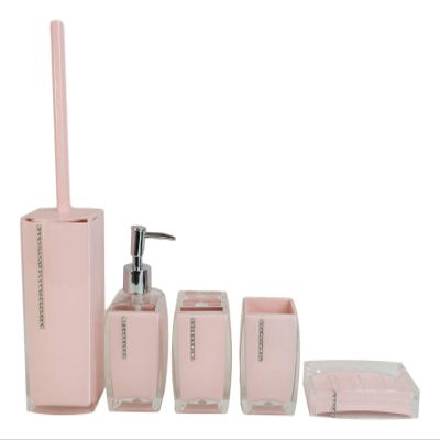 Set of 6 Hot Pink Austrian Crystals Chic Bathroom Vanity Accessories