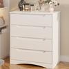 Gizoon 4 Drawer Dresser for Bedroom, Sturdy White Chest of Drawers with Anti-Tip Device, Modern Large Capacity Storage Furniture for Closet, Embedded Handles, Space-Saving Design, Wooden Finish, White view 1