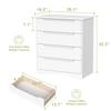 Gizoon 4 Drawer Dresser for Bedroom, Sturdy White Chest of Drawers with Anti-Tip Device, Modern Large Capacity Storage Furniture for Closet, Embedded Handles, Space-Saving Design, Wooden Finish, White view 2
