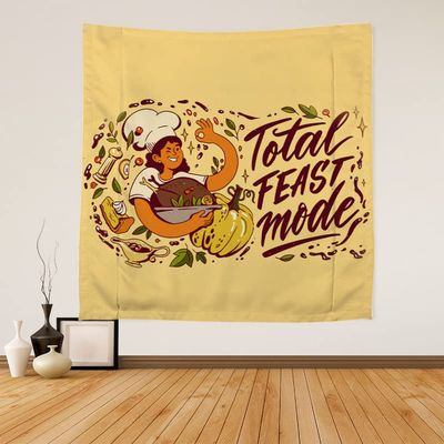 Neon Earth Thanksgiving Tapestry, Made of 100% Woven Polyester Fabric with a Satin texture, Suitable for Indoors & Outdoors 30 W x 30 H Inches (Holiday Cooking)