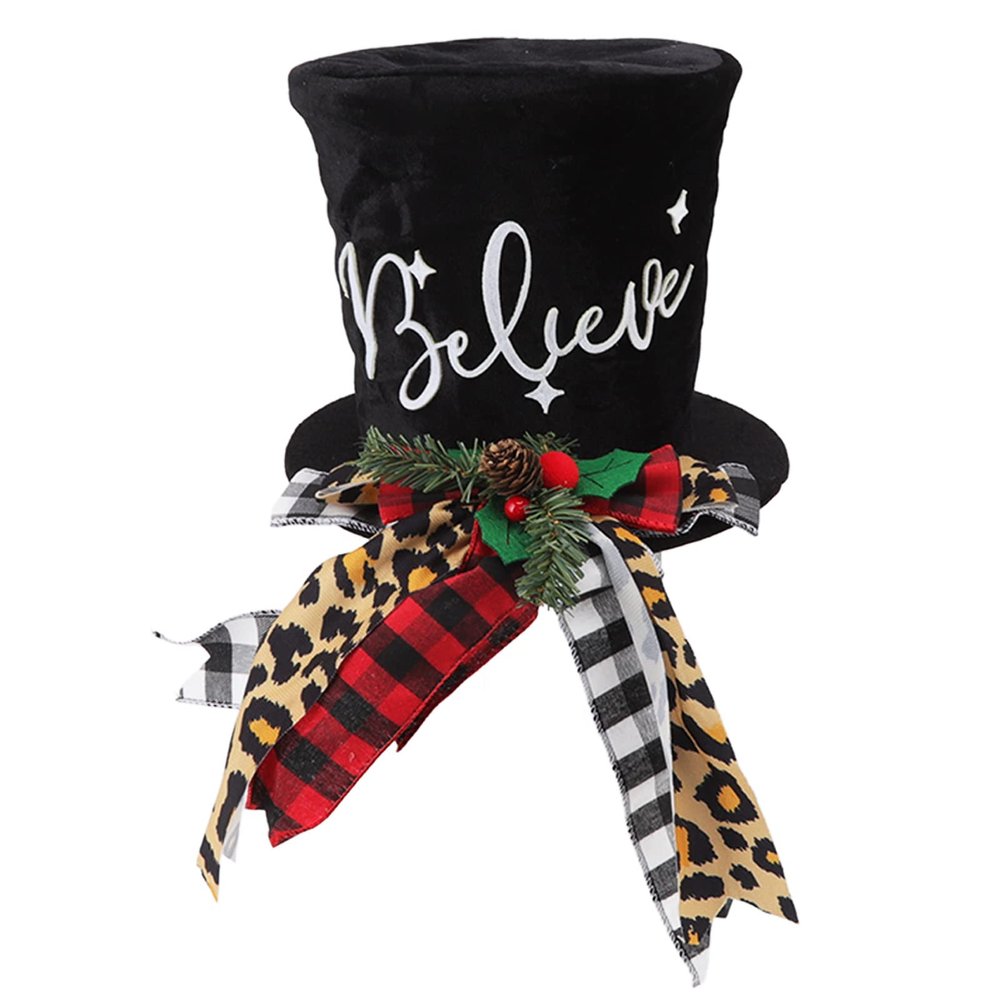 Deosdum Christmas Tree Hat Christmas Tree Decoration Christmas Tree Hat with Bow Pine Cones and Berries Christmas Decoration