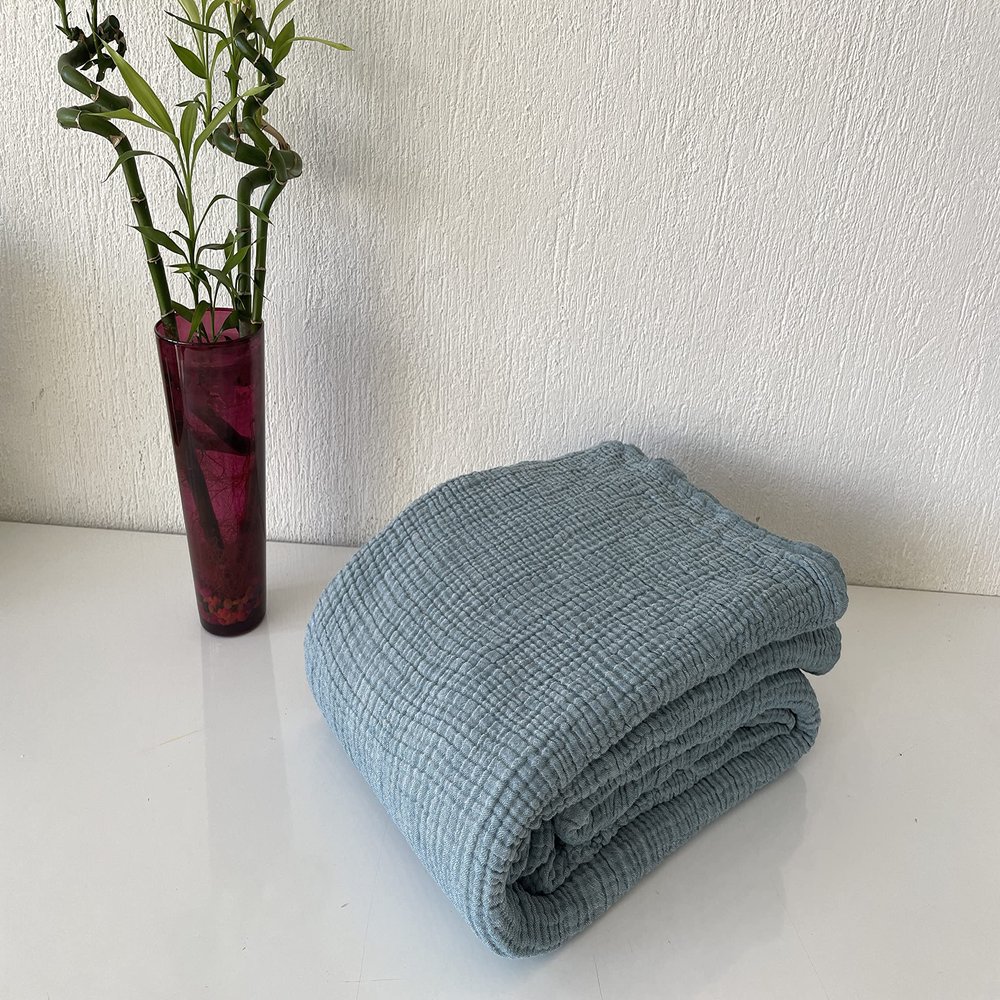 100% Muslin Cotton Pillow Shams, 4 Layers Soft Turkish Cotton Pillowcases, Pillowcase ONLY  No Blanket or Bedspread Included, Teal Blue (King Size Two Pillowcase 20x36 (50x90cm))
