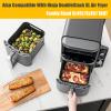Air Fryer Silicone Liners 10QT for Ninja DZ550 DZ550GY/DZ302/DZ401,MMH 2Pcs Rectangle Food-Grade Airfryer Pot Reusable Replacement Baking Basket Accessories for Ninja 10 QT 10in1 Dual Air Fryer,Black view 3