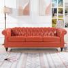 84" Chesterfield Couch PU Leather, Modern Rolled Arm Tufted Back 3 Seater Sofa, Upholstery Nailhead Trim Couches for Living Room Office (Orange) view 1