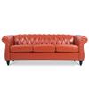 84" Chesterfield Couch PU Leather, Modern Rolled Arm Tufted Back 3 Seater Sofa, Upholstery Nailhead Trim Couches for Living Room Office (Orange) view 3