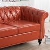 84" Chesterfield Couch PU Leather, Modern Rolled Arm Tufted Back 3 Seater Sofa, Upholstery Nailhead Trim Couches for Living Room Office (Orange) view 4