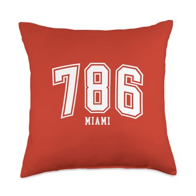 786 Miami FL Arched Athletic Design Throw Pillow