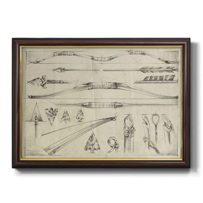 Renditions Gallery Canvas Wall Art Black Walnut Frame Paintings Vintage Hunting Tools Schematic Modern Canvas Wall Hanging for Bedroom Dining Living Room Office Home Kitchen Artwork - 16"x20"