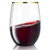 30 Pack Stemless Plastic Wine Glasses - 16 Oz - BPA Free Disposable Wine Glasses for Parties - Shatterproof Plastic Stemless Wine Glass for All Drinks - Gold Rimmed Wine Glasses view 1