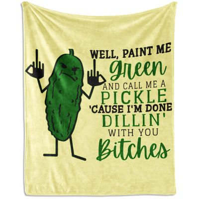 Pickle Throw Blanket for Adults - 60x80 Inches Twin Size - Soft Fluffy Cozy Blankets Gift - Beige Novelty Blanket Throws for Bed, Sofa, Winter
