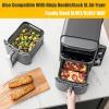 2PCs Air Fryer Silicone Liners for Ninja Foodi DualZone XL 2-Basket DZ550 DZ550GY/DZ401/DZ302, Reusable Food Grade Airfryer Baking Tray Replacement Accessories for Ninja/Cosori Dual-Bakset 9-10QT Gray view 3