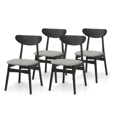 Wickerix Set of 4 Solid Wood Yumiko Dining Kitchen Modern Side Chairs w/Padded Seat, Espresso Color