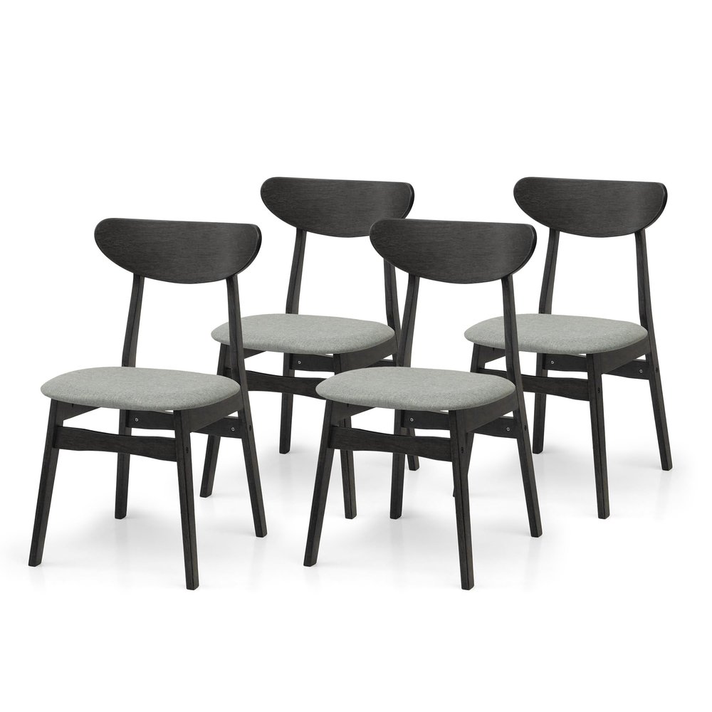 Wickerix Set of 4 Solid Wood Yumiko Dining Kitchen Modern Side Chairs w/Padded Seat, Espresso Color