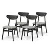 Wickerix Set of 4 Solid Wood Yumiko Dining Kitchen Modern Side Chairs w/Padded Seat, Espresso Color view 1