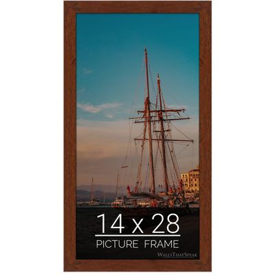 wallsthatspeak 14x28 Dark Walnut Rustic Pine Picture Frame for Puzzles Posters Photos or Artwork