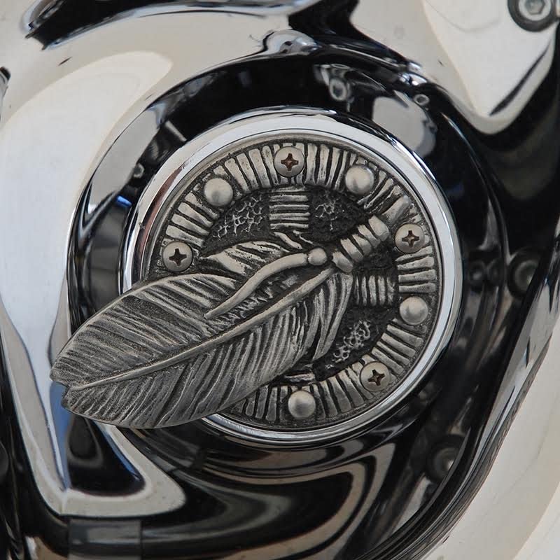 Medicine Wheel points cover in aged finish for all five hole pattern Twin Cam models.