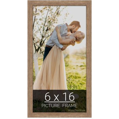 wallsthatspeak 6x16 Brown Barnwood Picture Frame for Puzzles Posters Photos or Artwork