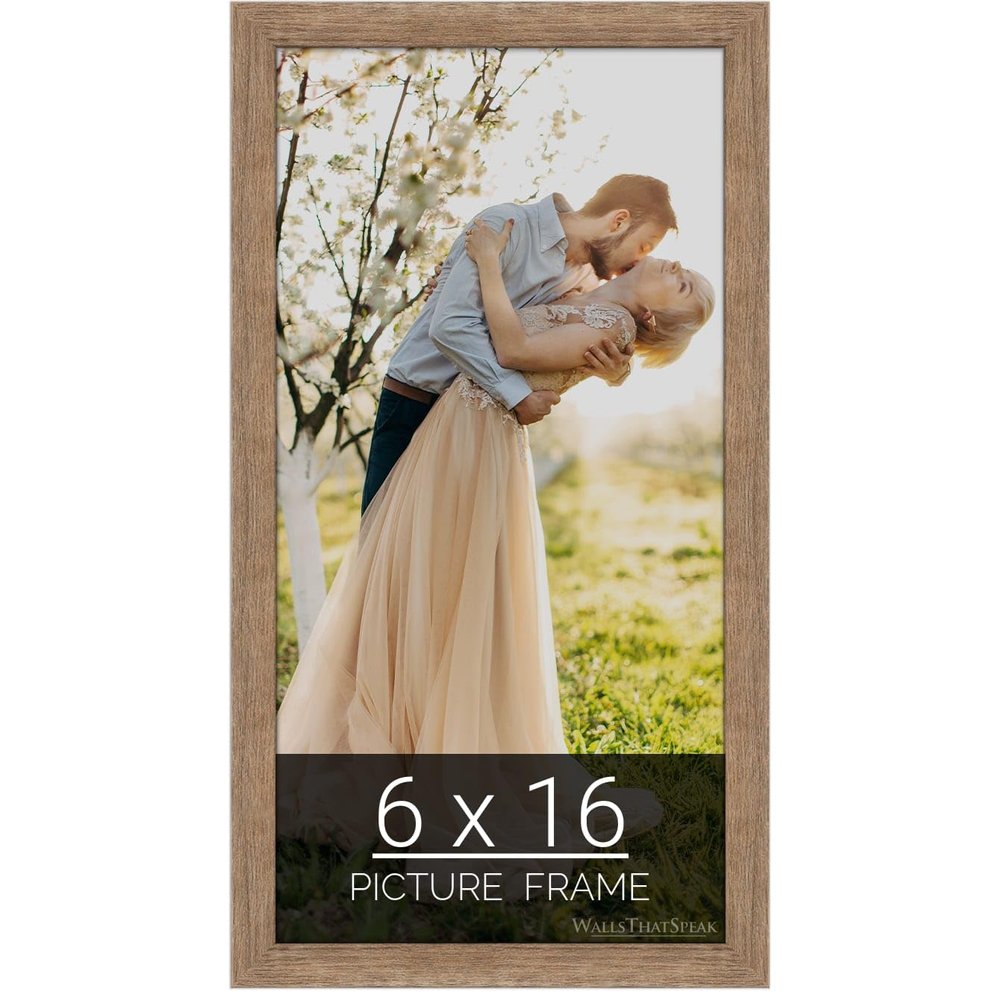 wallsthatspeak 6x16 Brown Barnwood Picture Frame for Puzzles Posters Photos or Artwork