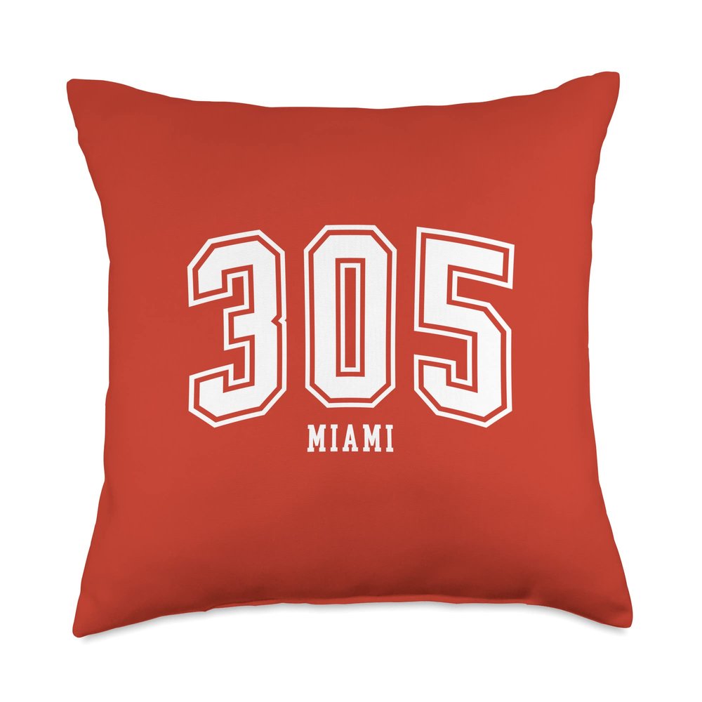 305 Miami FL Arched Athletic Design Throw Pillow