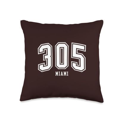 305 Miami FL Arched Athletic Design Throw Pillow