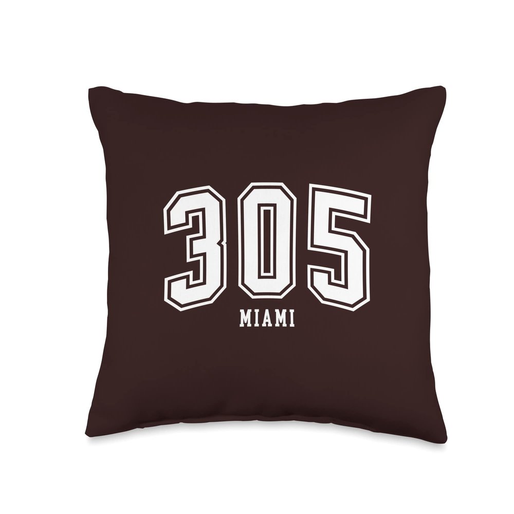305 Miami FL Arched Athletic Design Throw Pillow