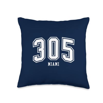 305 Miami FL Arched Athletic Design Throw Pillow