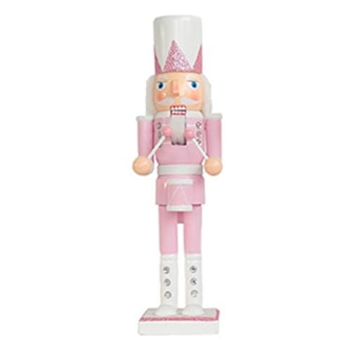 Pinnacle Peak Trading Company Pink Splendor Drummer with Staff Wooden Christmas Nutcracker 15 Inch