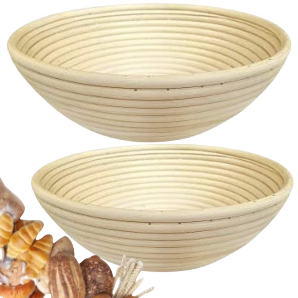 10 Inch Round Bread Banneton Proofing Basket Set of 2 Sourdough Proofing Basket kit for Artisanal Baking Bread Making Tools For Professional & Home Bakers (10 inch round- 2 pack)