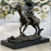Bronze Sculpture Statue Western Old West Cowboy on Horse Marble Base Figurine Sale Gift Handmade Artwork Sale Deal by Think Bronze view 2
