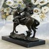 Bronze Sculpture Statue Western Old West Cowboy on Horse Marble Base Figurine Sale Gift Handmade Artwork Sale Deal by Think Bronze view 3