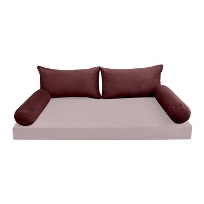Prolinemax Style V2 Twin Size Velvet Knife Edge Indoor Daybed Bolster Pillow Cushion Fitted Sheet |Cover ONLY| AD368