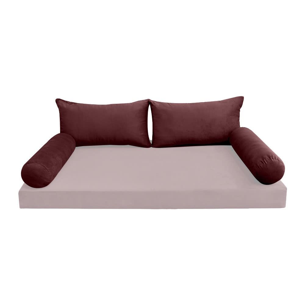 Prolinemax Style V2 Twin Size Velvet Knife Edge Indoor Daybed Bolster Pillow Cushion Fitted Sheet |Cover ONLY| AD368